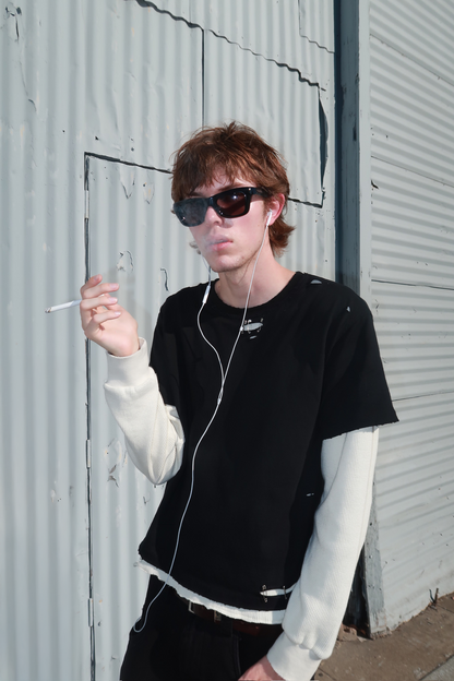 Vintage Black Double Tee